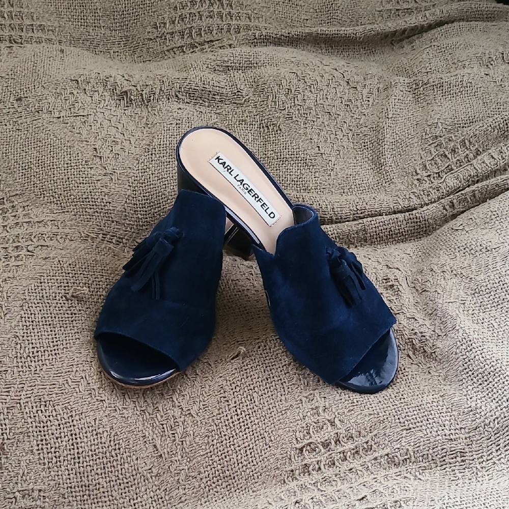 Karl Lagerfeld Women's Navy Suede Mules